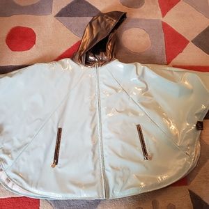 Oil & Water Riding Faux Fur Poncho - Blue & Bronze